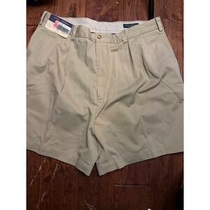 Daniel Cremieux Mens Pleated Chino Shorts Khaki Tan Cotton S75HX003 Size 38 NWT